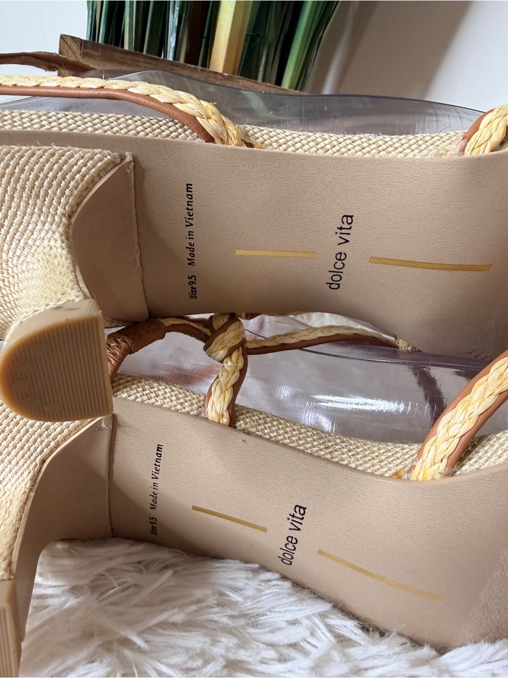 Dolce Vita Bev Braided Raffia Kitten Heel Ankle Strap Boho Sandal Natural Sz 9.5 - Picture 11 of 11